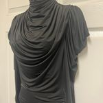 Bisou Bisou Black Helena Rouched Mock Neck Midi Dress Photo 5