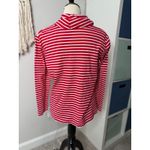 Jones New York Women's Red White Stripe Cowl Neck 100% Cotton Long-sleeved Shirt Top L Holiday Photo 1