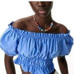 ZARA  Blue Off-Shoulder Blouse Photo 0