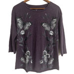 Sonoma Butterfly Print Purple 3/4 Sleeve Tshirt Women’s Large Photo 0