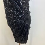 Amanda Uprichard Kieran Dress Sequin Black Mini Ostrich Feathers Photo 5
