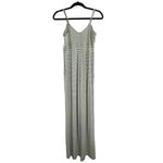 SO  Kohl's White Green Stripe Spaghetti Strap O-Ring Jumpsuit Size S New Photo 1