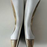 Jimmy Choo Waine Embellished White Leather and Gold Chainmail Ballet Flats 38.5 Photo 6