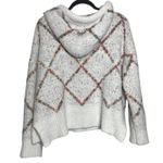 POL  Knit Hoodie Sweater Size Small V-Neck Pullover Diamond Pattern Photo 1