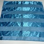 Square Scarf Turquoise Blue Striped 20" Silk Feel Polyester Womens Kusan Trading Photo 0