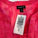 Torrid NWT  Hot Pink Chiffon Clip Floral Short Sleeve‎ Split Neck Top 4X Photo 8