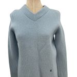 Helmut Lang  Sweater Wool Cashmere V-Neck Ribbed Baby Blue‎ Size Medium Photo 2