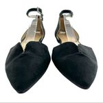 JustFab  (6.5) Meena Black faux Suede Pointed Toe Ankle Strap D’Orsay Flats Shoes Photo 3