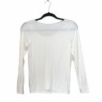 ZARA W/B White Beaded Pearl Neck Fitted Long Sleeve Top Photo 6