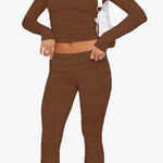 Amazon brown matching set flared leggings  Photo 0