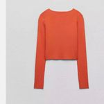 ZARA NWT  Ribbed knit cropped cardigan orange 3646/008 Photo 2