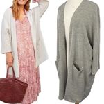 Anthropologie Donni Sandwash Cardigan Open Front Duster Ribbed Neutral Gray NEW One Size Photo 1