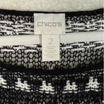 Chico's Sweater Womens 2 Large Black White Short Sleeve Pullover Knit Striped Top Photo 3