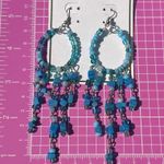 Urban soul earrings silver tone blue beads circles tassels Photo 2