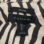 Tahari  100% Linen Button Up Shirt Zebra Stripe Large Roll tab sleeves Long Tunic Photo 4