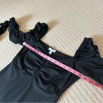 Topshop  Black Ribbed Long Sleeve Midi Dress Photo 5