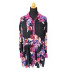 Free People Brunch A Bunch Longsleeve Tunic Top Black Floral Motif Size Small Photo 3