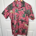 Womens XL Pink Novelty Button Down Shirt Animal Print‎ Short Sleeve Photo 0