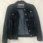 Vintage Keren Heart Vintage Snake Print & Lace Jean Jacket Womens S Blue Y2K Photo 1