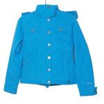 Nils Womens Ski Jacket Blue Stripe Waist Length Snap Hood Waterproof Mock Neck 2 Photo 0