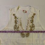 Free People  White Gauze Metallic Embellished Sleeveless Shift Mini Dress -XS Photo 8