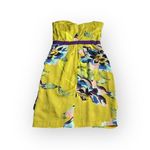 Vince Camuto Mini Dress Women's 8 Yellow Blue Floral Sweetheart Strapless Photo 1