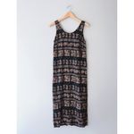 K Studio Women's Black Brown Floral Print Boho Vintage Midi Dress Size 10 Photo 4