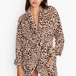 Victoria's Secret Leopard Print Embroidered Logo Plush Cozy Short Robe XS/S Photo 1