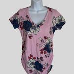 Motherhood Maternity Pink With Blue & Red Flowers V Photo 1
