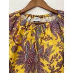 J Crew Collection Tie Neck Yellow Purple Paisley Floral Ratti Golden Top Preppy Size XS Photo 6