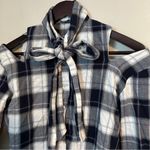 Stylekeepers Autumn Break Top Blue Plaid Cold Shoulder Tie Shirt Button Down White Size XS Photo 3