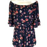 Hollister Off Shoulder Navy Floral Romper Jumpsuit Size Medium Photo 0