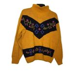 Vintage mustard yellow floral Sweater medium Photo 0