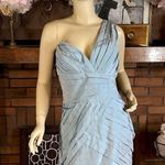 Robert Rodriguez LIGHT BLUE WITH GOLD SHEEN ASYMMETRICAL ONE SHOULDER DRESS (10) Photo 0