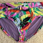 Terra & Sky Tropical Floral Print Vibrant Bikini Bottom High Waisted Plus 4X Photo 0