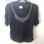 Anthropologie Deletta Embellished Jeweled Beaded Blouse Top Tee Women M Feminine Photo 2