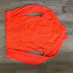 Athleta Women's Bright Orange Striped Jacket W/ Pocket, Thumb Holes Size Medium Photo 12