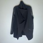 Spanx Faux Leather Drape Front Jacket Black Sz L Photo 2