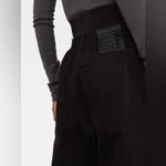 RAF SIMONS • Solid Black Cotton Wide Leg Denim Elastic Waist Pants Jeans Size L Photo 2