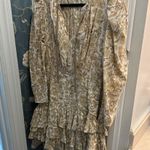 Cream and Tan Ruffled Asymmetrical long sleeve Dress Photo 0