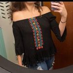Rue 21 Off the Shoulder Black Top with tassels Photo 0