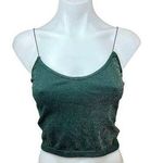 Free People Intimately Green Metallic Spaghetti Strap Brami Cami Crop Top Sz M Photo 0
