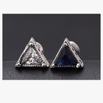 Boutique NEW Unisex Triangle Simulated Diamond 925 Silver Stud Earrings Photo 10