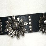 Cute black belt with silver studded detailing, cute silver metal flowers too Photo 2