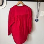 EXPRESS Vintage  RED Oversized Pure SILK Button Down Shirt Top Small S 90s Photo 5