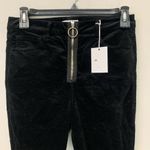 Good American  Good Waist Womens Black Velvet Exposed Zip Pant Photo 2