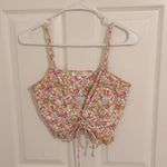 Love Shack Fancy Sarai Cropped Ruffle Cami In Floral Fruity Punch New Small Photo 4