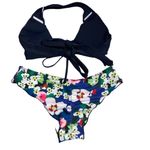 Two Piece Bikini Size Medium Halter Tie Closure& Front Tie Closure Blue Photo 1
