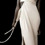 ZARA  ivory/cream gauzy maxi dress side slit with braided rope details. S… Photo 1