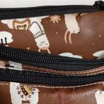 New Llama Design Novelty Brown COATED CANVAS Fanny Bag Crossbody 2 ZIP SECTIONS Photo 2